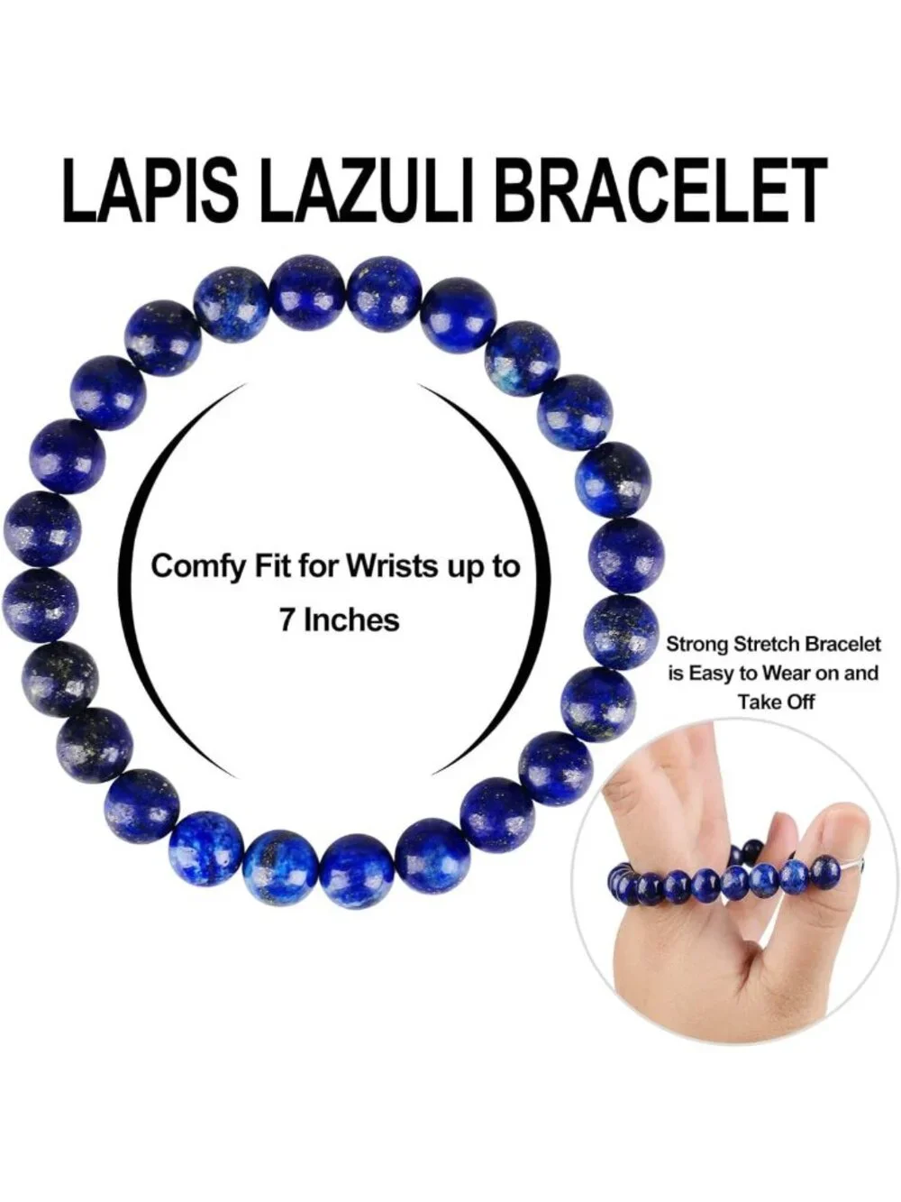 Handmade Lapis Lazuli Bracelet | Chakra Gemstone Beaded Jewelry for Good Luck